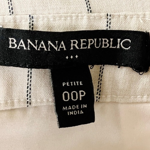 BANANA REPUBLIC Straight Skirt Women’s SZ Petite 00P Beige Pinstripe Tie Belt - Picture 6 of 7